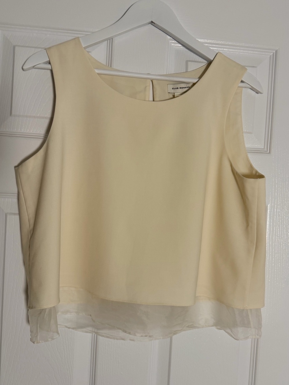 Club Monaco Cream Wool Silk Layered Sleeveless Blouse Top Size Large